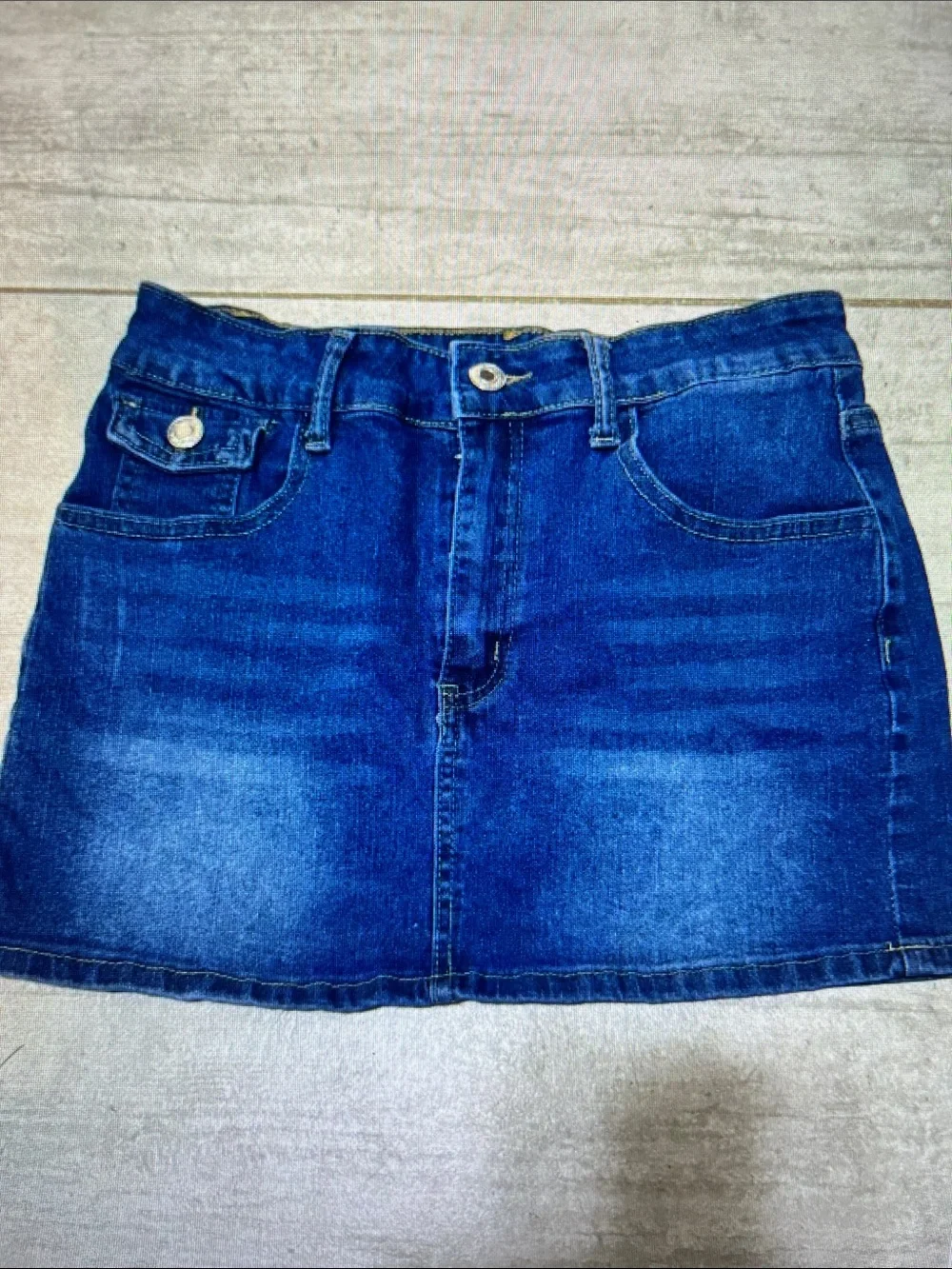Denim Mini Skirt in Dark Blue
